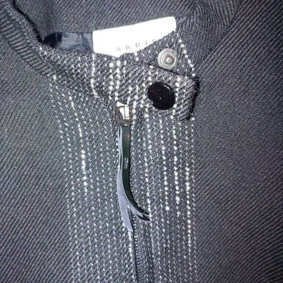 AKRIS PUNTO Wool Blazer Stand Collar Jacket Size 8 Black - Picture 7 of 10